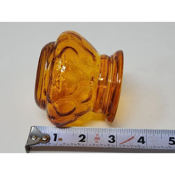 Set Of 2 Vintage Thumbprint Orange Round Glass Votive Candle Holders/Jars - Picture 10 of 10